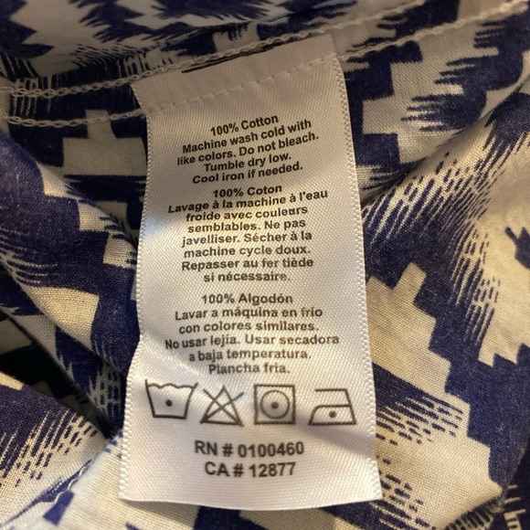 Kavu Navy Blue & White Southwest Print 100% Cotton Blouse - Picture 5 of 5